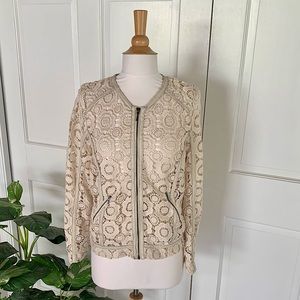 Bagatelle Crochet Jacket with Leather Trim